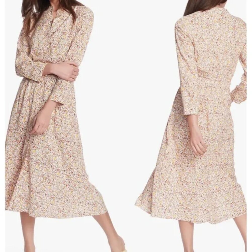 COURT AND ROWE Dress Womens 8 Woodland Ditzy Floral Long Sleeve Button Midi